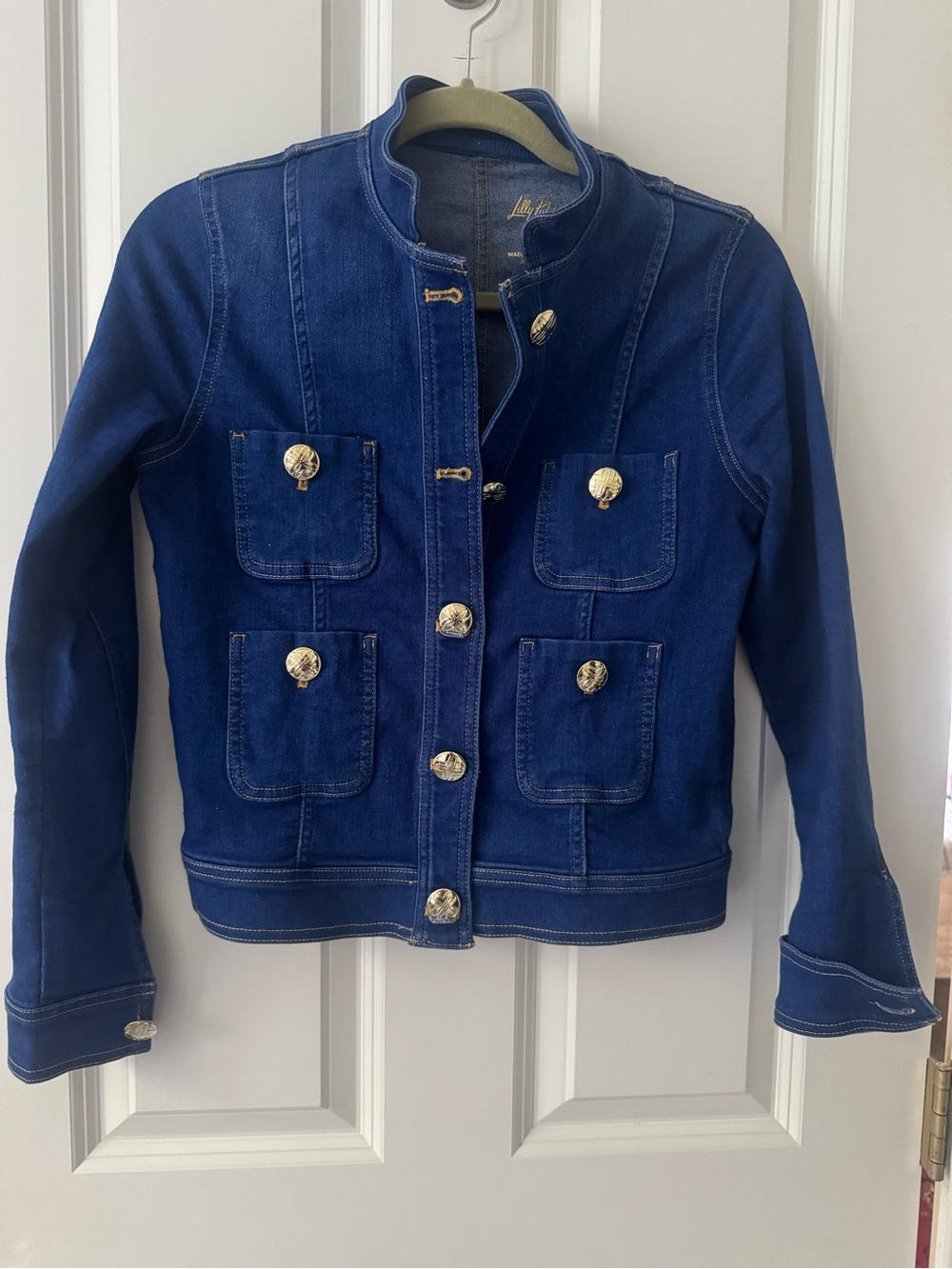 Lilly Pulitzer Dark Blue Denim Jacket with Gold Buttons XS - Picture 1 of 3